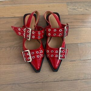 Ganni Feminine Buckle Ballerinas